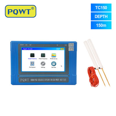 Máy dò nước ngầm PQWT-TC150 với độ sâu phát hiện 150m, Màn hình cảm ứng 7 inch và Pin lithium có thể sạc lại