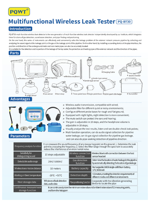 Công cụ phát hiện rò rỉ nước tưới 5000HZ PQWT BT30 Không dây đa chức năng