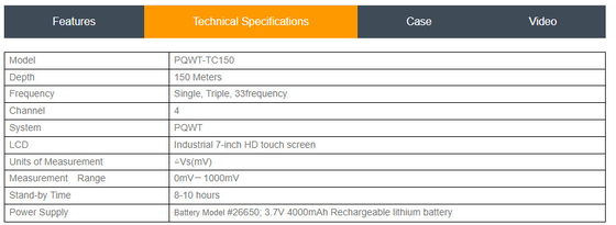Máy dò nước PQWT cầm tay PQWT-TC150 Đa chức năng 150M